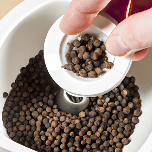 Crushing whole peppercorns to create a flavorful crust for the steak